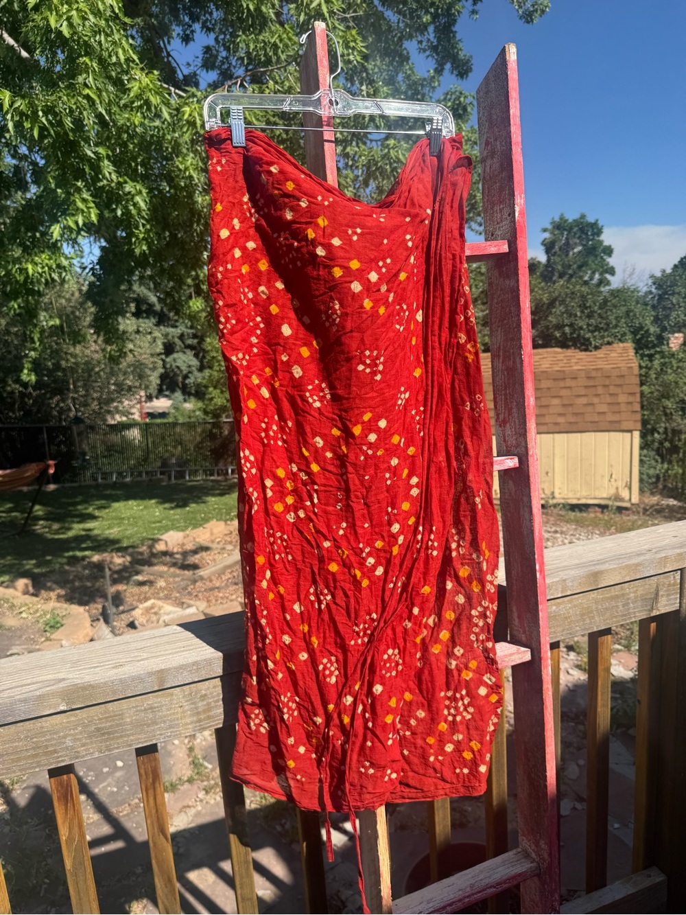 Indian Print Tie-Waist Swim Sarong/Skirt